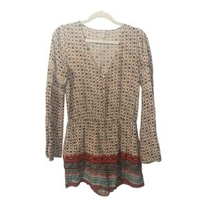 American Rag Boho Style Long Sleeve Shorts Romper, Medium